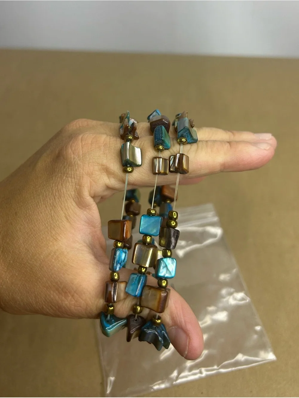 5 for $25🔥Set of 3 Multi-Color Cube Beaded Elastic Bracelets